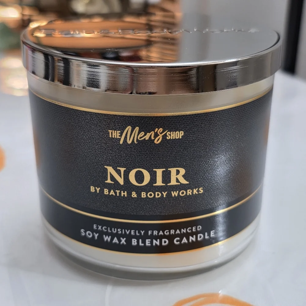 Bath & Body Works Noir Men's Body Wash & 3-Wick Candle Set NEW Rare